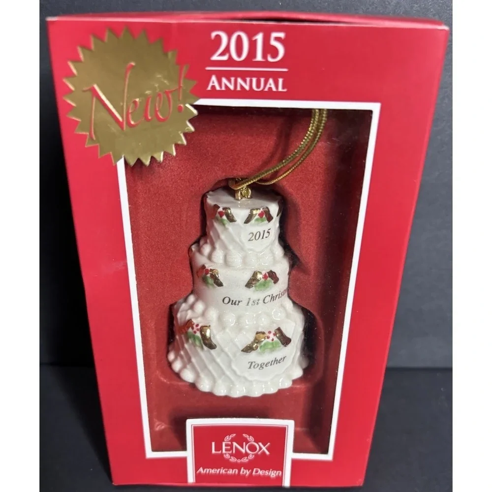Lenox 2015 Our 1st Christmas Together Cake Chrismas Tree Porcelain Ornament